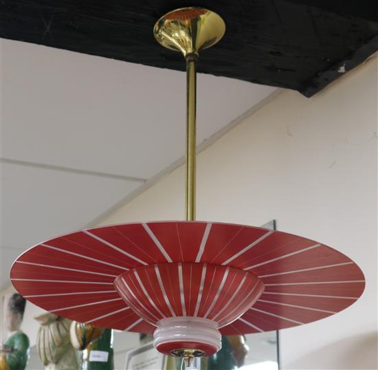 A red glass 1960s French uplighter